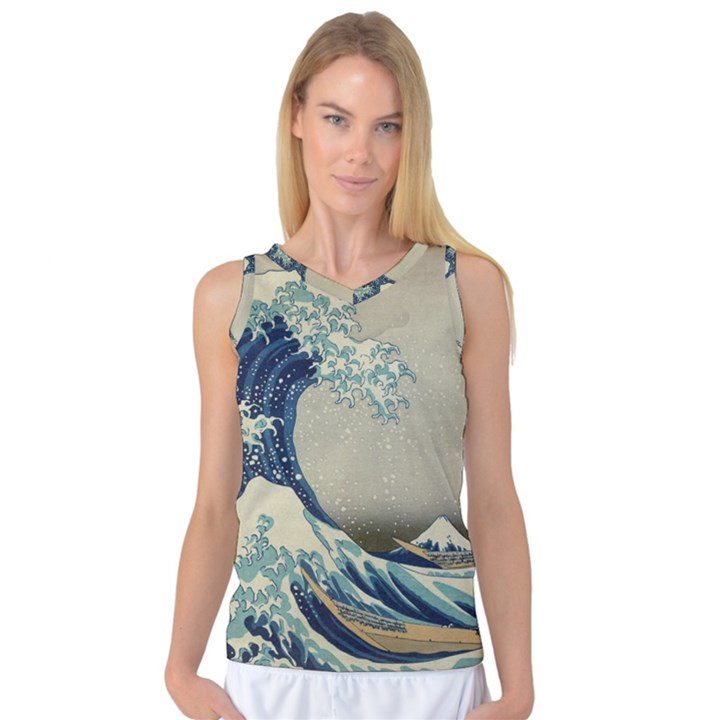 The Classic Japanese Great Wave off Kanagawa by Hokusai Women s Basketball Tank Top