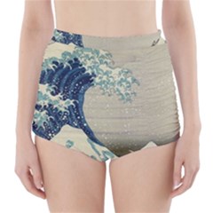 The Classic Japanese Great Wave Off Kanagawa By Hokusai High-waisted Bikini Bottoms by PodArtist