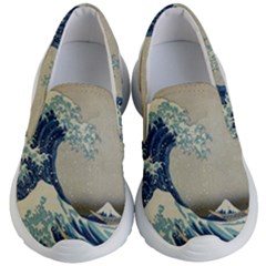 The Classic Japanese Great Wave Off Kanagawa By Hokusai Kid s Lightweight Slip Ons by PodArtist