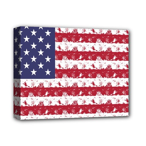 Usa Flag Halloween Holiday Nightmare Stripes Deluxe Canvas 14  X 11  (stretched)