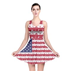 Usa Flag Halloween Holiday Nightmare Stripes Reversible Skater Dress by PodArtist