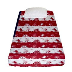 Usa Flag Halloween Holiday Nightmare Stripes Fitted Sheet (single Size) by PodArtist