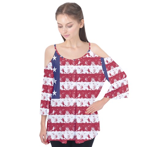 Usa Flag Halloween Holiday Nightmare Stripes Flutter Tees by PodArtist