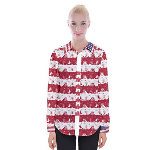 Usa Flag Halloween Holiday Nightmare Stripes Womens Long Sleeve Shirt by PodArtist