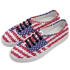 Usa Flag Halloween Holiday Nightmare Stripes Women s Classic Low Top Sneakers by PodArtist