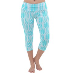 Aqua Blue Colored Waikiki Surfboards  Capri Yoga Leggings by PodArtist