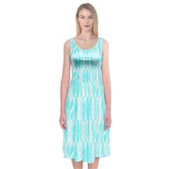 Aqua Blue Colored Waikiki Surfboards  Midi Sleeveless Dress by PodArtist