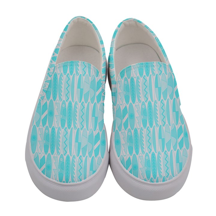 Aqua Blue Colored Waikiki Surfboards  Women s Canvas Slip Ons