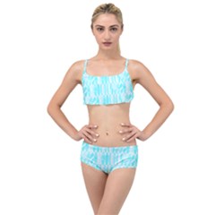 Aqua Blue Colored Waikiki Surfboards  Layered Top Bikini Set by PodArtist