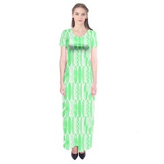 Bright Lime Green Colored Waikiki Surfboards  Short Sleeve Maxi Dress by PodArtist