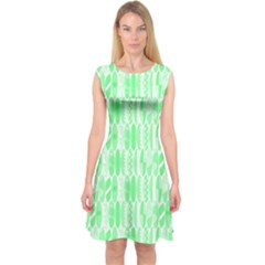 Bright Lime Green Colored Waikiki Surfboards  Capsleeve Midi Dress by PodArtist