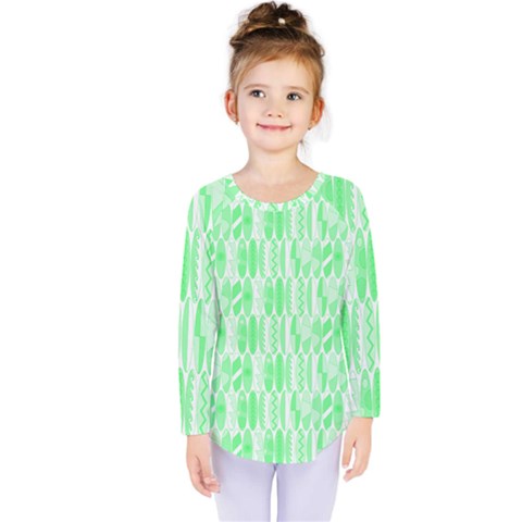 Bright Lime Green Colored Waikiki Surfboards  Kids  Long Sleeve Tee by PodArtist