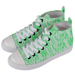 Bright Lime Green Colored Waikiki Surfboards  Women s Mid-top Canvas Sneakers by PodArtist