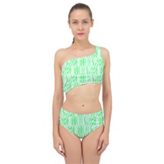 Bright Lime Green Colored Waikiki Surfboards  Spliced Up Two Piece Swimsuit by PodArtist