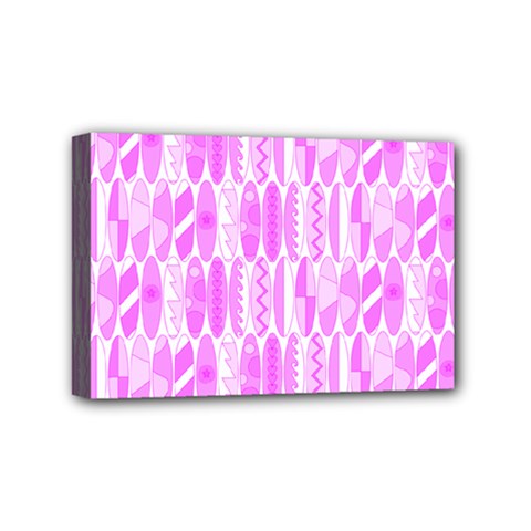 Bright Pink Colored Waikiki Surfboards  Mini Canvas 6  X 4  (stretched) by PodArtist