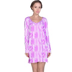 Bright Pink Colored Waikiki Surfboards  Long Sleeve Nightdress by PodArtist