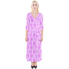 Bright Pink Colored Waikiki Surfboards  Quarter Sleeve Wrap Maxi Dress by PodArtist