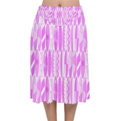 Bright Pink Colored Waikiki Surfboards  Velvet Flared Midi Skirt by PodArtist
