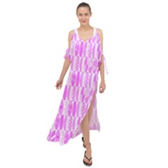 Bright Pink Colored Waikiki Surfboards  Maxi Chiffon Cover Up Dress by PodArtist