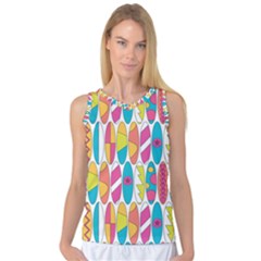 Mini Rainbow Colored Waikiki Surfboards  Women s Basketball Tank Top by PodArtist