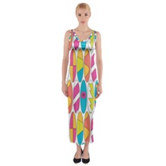 Mini Rainbow Colored Waikiki Surfboards  Fitted Maxi Dress by PodArtist