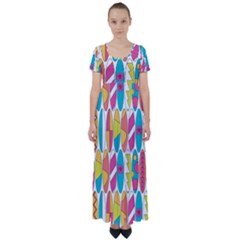 Mini Rainbow Colored Waikiki Surfboards  High Waist Short Sleeve Maxi Dress by PodArtist