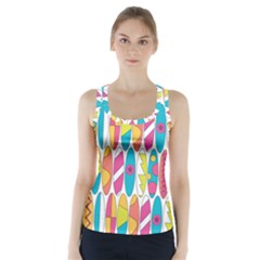 Mini Rainbow Colored Waikiki Surfboards  Racer Back Sports Top by PodArtist