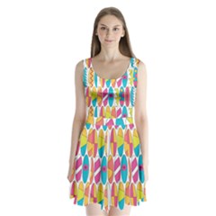 Mini Rainbow Colored Waikiki Surfboards  Split Back Mini Dress  by PodArtist