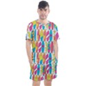 Mini Rainbow Colored Waikiki Surfboards  Men s Mesh Tee and Shorts Set View1