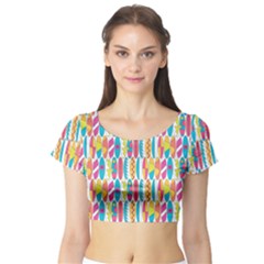 Rainbow Colored Waikiki Surfboards  Short Sleeve Crop Top by PodArtist