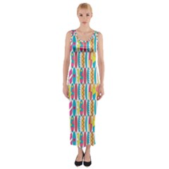 Rainbow Colored Waikiki Surfboards  Fitted Maxi Dress by PodArtist