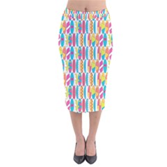 Rainbow Colored Waikiki Surfboards  Velvet Midi Pencil Skirt by PodArtist