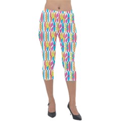 Rainbow Colored Waikiki Surfboards  Lightweight Velour Capri Leggings  by PodArtist