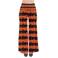 Orange And Black Spooky Halloween Nightmare Stripes So Vintage Palazzo Pants by PodArtist