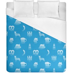 Oktoberfest Bavarian October Beer Festival Motifs In Bavarian Blue Duvet Cover (california King Size) by PodArtist