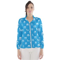 Oktoberfest Bavarian October Beer Festival Motifs In Bavarian Blue Windbreaker (women) by PodArtist