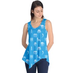 Oktoberfest Bavarian October Beer Festival Motifs In Bavarian Blue Sleeveless Tunic by PodArtist