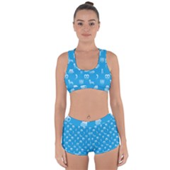 Oktoberfest Bavarian October Beer Festival Motifs In Bavarian Blue Racerback Boyleg Bikini Set by PodArtist