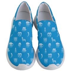 Oktoberfest Bavarian October Beer Festival Motifs In Bavarian Blue Women s Lightweight Slip Ons by PodArtist