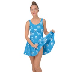 Oktoberfest Bavarian October Beer Festival Motifs In Bavarian Blue Inside Out Casual Dress by PodArtist