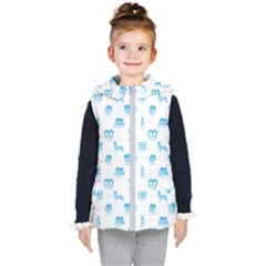 Oktoberfest Bavarian October Beer Festival Motifs In Bavarian Blue Kid s Hooded Puffer Vest by PodArtist