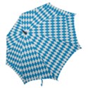 Oktoberfest Bavarian Blue and White Large Diagonal Diamond Pattern Hook Handle Umbrellas (Large) View2