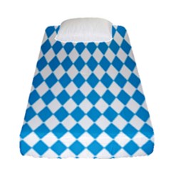 Oktoberfest Bavarian Blue And White Large Diagonal Diamond Pattern Fitted Sheet (single Size) by PodArtist