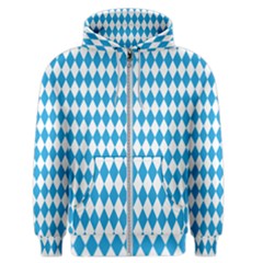 Oktoberfest Bavarian Blue And White Large Diagonal Diamond Pattern Men s Zipper Hoodie by PodArtist