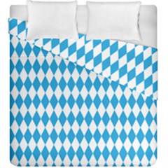 Oktoberfest Bavarian Blue And White Large Diagonal Diamond Pattern Duvet Cover Double Side (king Size) by PodArtist