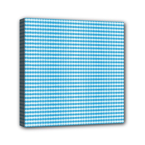 Oktoberfest Bavarian Blue And White Small Diagonal Diamond Pattern Mini Canvas 6  X 6  (stretched) by PodArtist