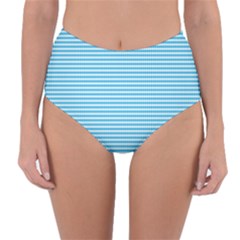 Oktoberfest Bavarian Blue And White Small Diagonal Diamond Pattern Reversible High-waist Bikini Bottoms by PodArtist