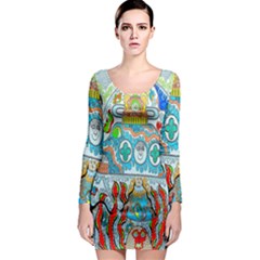 Supersonic Cosmic Submarine Long Sleeve Bodycon Dress