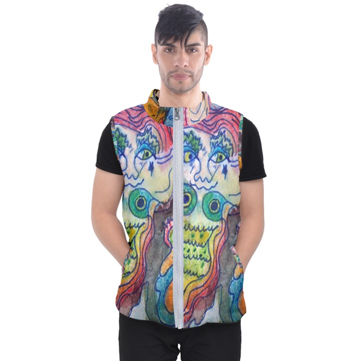 Watercolor Mermaid Men s Puffer Vest