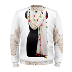 Indiahandycrfats women Fashion White Dupatta with Multicolour Pompom all four sides for Girls/women Men s Sweatshirt